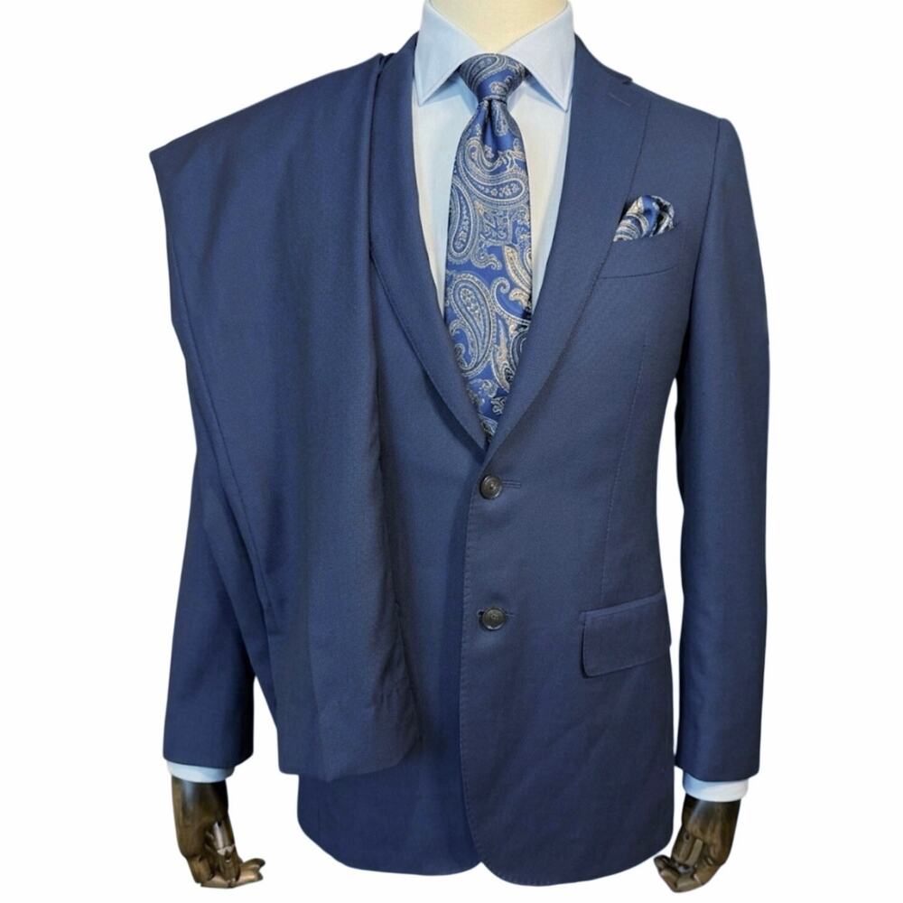 SUITSUPPLY Sienna /Brescia Suit 36R Pants 32W Blue Vitale Barberis Canonico Wool